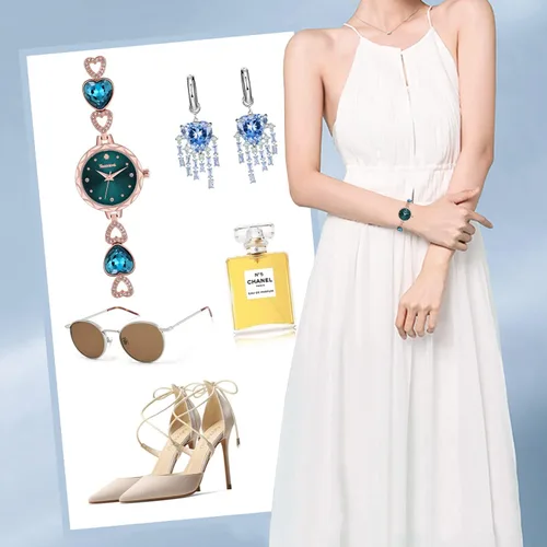 Vista 8 de ManChDa Reloj de pulsera para mujer, con malla de acero inoxidable, con diamantes de cuarzo, analógico, clásico, romántico, con brillantina