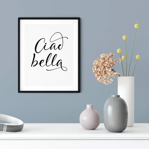 Vista 2 de Designs ByLITA Ciao Bella 11 x 14 - Arte de pared sin marco, tipografía