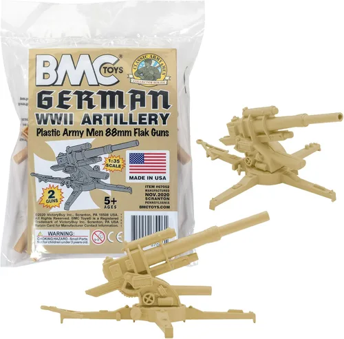 Vista 7 de BMC Classic WW2 Alemán 3.465 in Artillería - 2 piezas de plástico gris ejército hombres accesorios