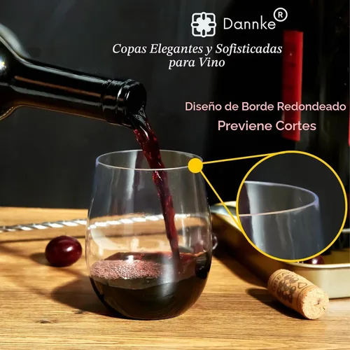 Vista 3 de 48 copas de vino de plástico sin tallo, vasos de fiesta desechables transparentes de 12 onzas para fiestas, vasos de vino