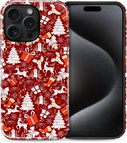 Vista 19 de Funda para iPhone 13 iPhone 14, a prueba de golpes, funda protectora híbrida de 2 capas, doble protección contra caídas, antiarañazos, diseño Rojo
