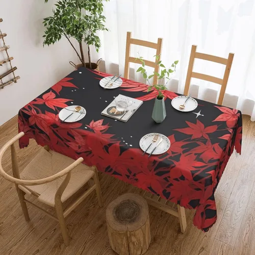 Vista 11 de KHiry Manteles rectangulares de 54 x 72 pulgadas, diseño de algunas olas e hibisco, impermeable, resistente, mantel decorativo, sin arrugas