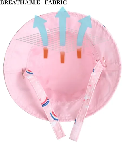 Vista 4 de Sombrero de sol ajustable para bebé niña con protección solar UPF 50+, sombrero de sol de ala ancha, sombrero de playa para niña