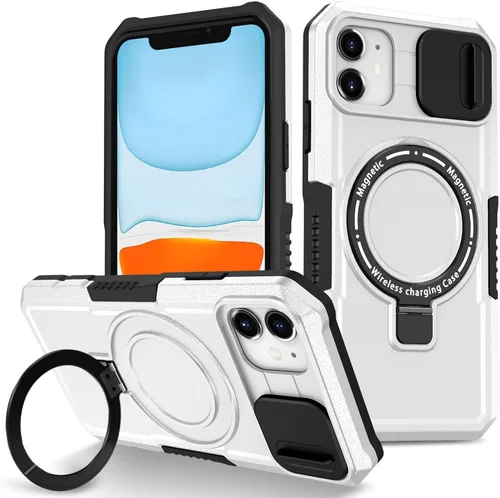 Vista 32 de Funda magnética para iPhone 11, soporte de anillo con ventana corrediza, funda protectora mate a prueba de golpes para iPhone 11 6.1, fundas