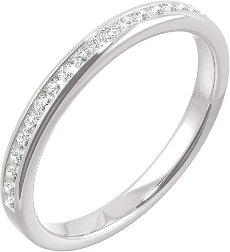 Vista 2 de Charles & Colvard - Anillo de boda redondo de oro blanco de 14 quilates de 0.047 in, 0.19 quilates de DEW por Charles & Colvard