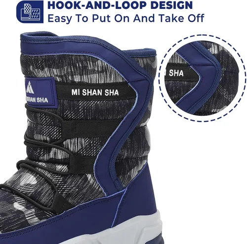 Vista 4 de Mishansha - Botas para la nieve para niño y niña, botas impermeables para el invierno, antideslizantes y cálidas para el clima frío