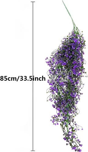 Vista 8 de 2 plantas colgantes artificiales para interiores, plantas colgantes falsas al aire libre, plantas artificiales para bodas, fiestas, hogar, jardín