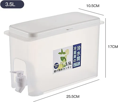 Vista 9 de Dispensador de material PP bebida con grifo, dispensador de bebidas de gran capacidad 3.5L dispensador de agua para refrigerador, dispensador