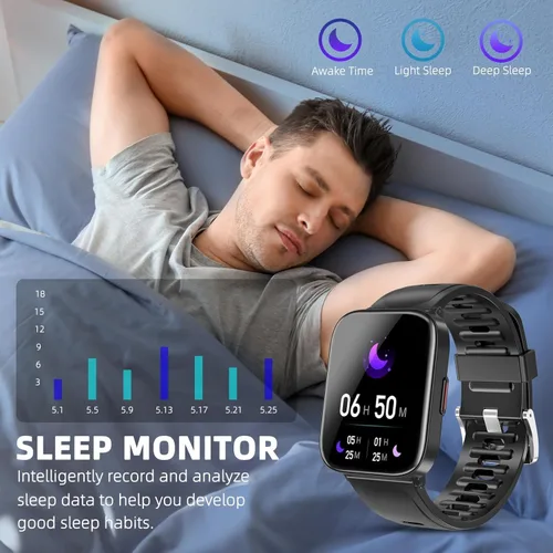 Vista 5 de DUREXO Reloj inteligente, reloj inteligente para hombre de fitness impermeable 5ATM, reloj de fitness con pantalla táctil de 1.69 pulgadas, reloj