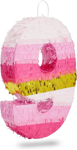 Vista 14 de BLUE PANDA Pinata Número Cero - Oro y Rosa para Niña de 10 Años - Rellenable con Dulces y Confeti para Fiesta de 10 Cumpleaños - Construcción