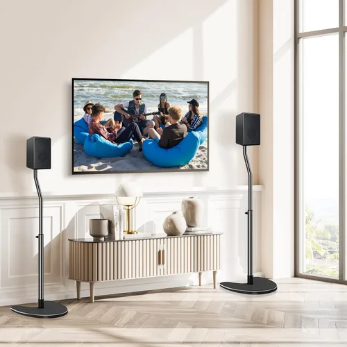 Vista 8 de Mounting Dream Par de soportes para altavoces, máximo 39 pulgadas de altura ajustable, base resistente, capacidad de 11 libras cada uno, juego de 2