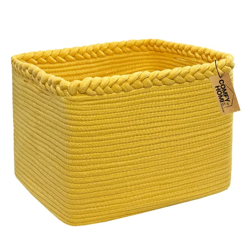 Vista 46 de COMFY-HOMI Cestas de almacenamiento de 11.5 x 7.5 x 4.7 pulgadas para organizar, cesta tejida de cuerda de algodón, caja de almacenamiento de marrón