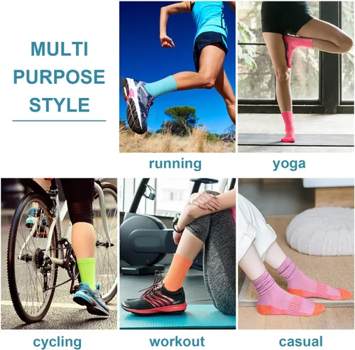 Vista 7 de Gonii Women Socks Hiking Running Thick Cushion Athletic Crew Socks 5-Pair