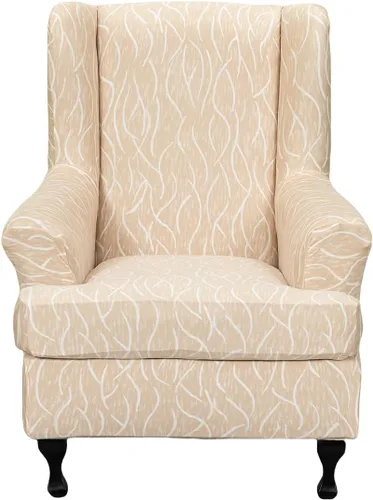 Vista 45 de NILUOH Funda para silla Wingback, 2 piezas, fundas elásticas de elastano para silla con respaldo de ala, funda lavable para sillones con respaldo
