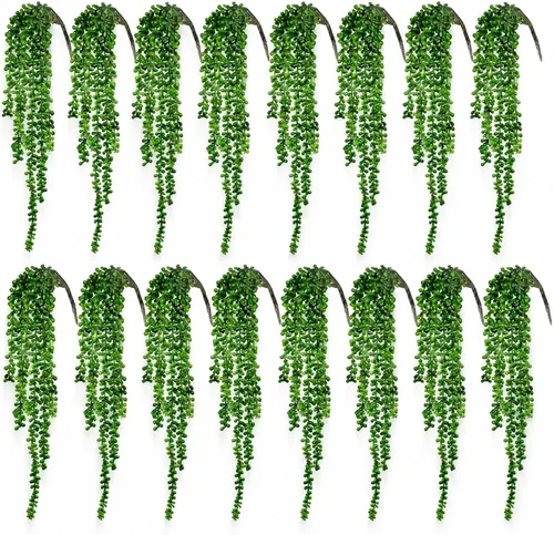 Vista 9 de Janinka - 8 suculentas artificiales a granel, plantas colgantes de 24 pulgadas