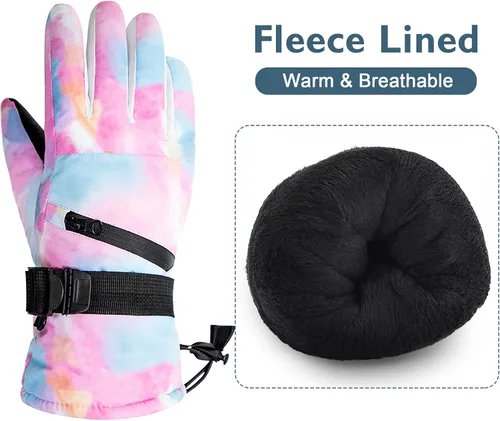 Vista 4 de Durio Guantes de esquí para hombres y mujeres, guantes de nieve impermeables para hombres y mujeres, guantes de snowboard de invierno con pantalla