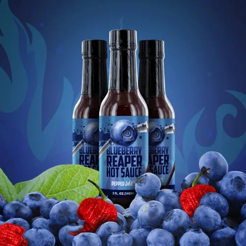 Vista 9 de Pepper Joe's Blueberry Reaper - Salsa picante de Carolina Reaper de primera calidad, hecha con chile y arándanos maduros más calientes del mundo, 5