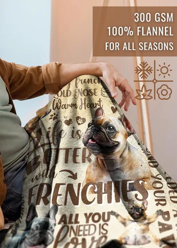 Vista 3 de Huglanket Regalos de bulldog francés, regalos franceses para mujeres, manta de franela súper suave y agradable a la piel, 50 x 65 pulgadas