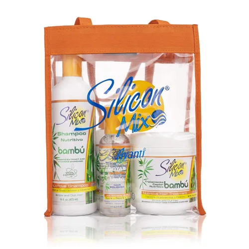 Vista 2 de Silicon Mix Bambu Set 4 piezas Champú, Tratamento, Leave In, Pulidor de Cabello