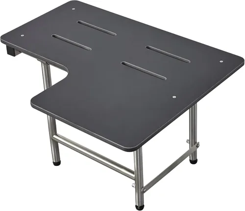 Vista 10 de Seachrome Asiento de ducha plegable reversible negro de 26 x 22.5 pulgadas con patas, compatible con ADA