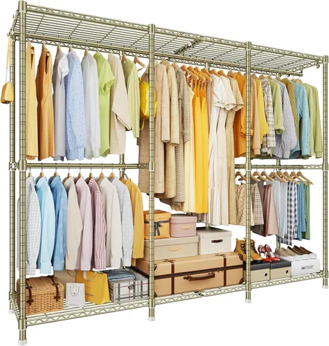 Vista 14 de ULIFHOME E14 Max - Perchero de ropa resistente, percheros independientes para colgar ropa, organizadores de armario ajustables y almacenamiento