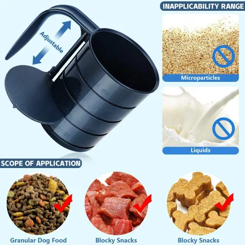 Vista 4 de Joansan - Cucharas de comida para perros, taza ajustable para alimentos para mascotas Cuchara medidora para mascotas, perros, gatos y pájaros