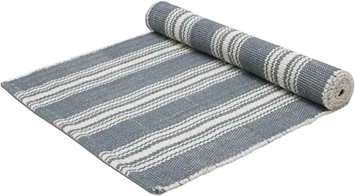 Vista 9 de Alfombrilla de Yoga Tejida a Mano 100% Algodón - Gruesa Hecha en Telar en India - para Ejercicio en Piso de Gimnasio - Corredor para Dormitorio