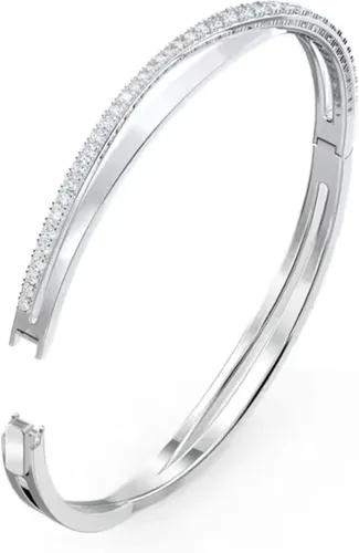 Vista 6 de Colección de pulseras Swarovski Twist Rows, acabado en rodio y tono oro rosa, con cristales transparentes