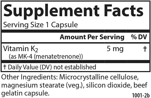 Vista 4 de Carlson - Vitamina K2 MK-4 (Menatetrenona), 5 mg, Suplemento de Vitamina K, Soporte Óseo, Vitamina K2, Sin Soja, Vitamina K-2, 180 Cápsulas