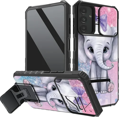 Vista 14 de Funda protectora para cámara Samsung Galaxy A14 5G, resistente y resistente con protección deslizante para lente deslizante, soporte integrado
