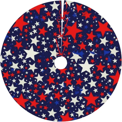 Vista 16 de 4th of July Christmas Tree Skirts 30", Flag Memorial Day Xmas Tree Cloth Mats Trees Skirts for Decor Gift, Home Decoration