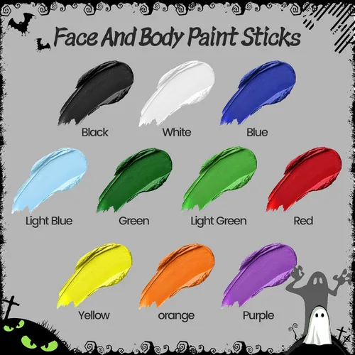Vista 8 de White Face & Body Paint Stick, Oil-Based Cream, Non-Toxic, for Halloween, Skeleton, Ghost, Clown, Cosplay, SFX, Party & Costume