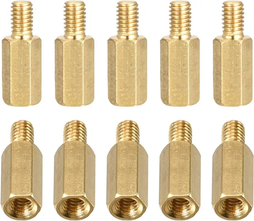 Vista 15 de DTGN M3x4x4mm (DxHLxML) - Separador hexagonal de latón -10Pack- Bueno para máquina electrónica - Tuercas de tornillo espaciadoras macho a hembra