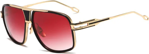 Vista 15 de AEVOGUE Men's Oversized Shield Sunglasses, Retro Alloy Aviator AE0336 Negro marco Grey Lens