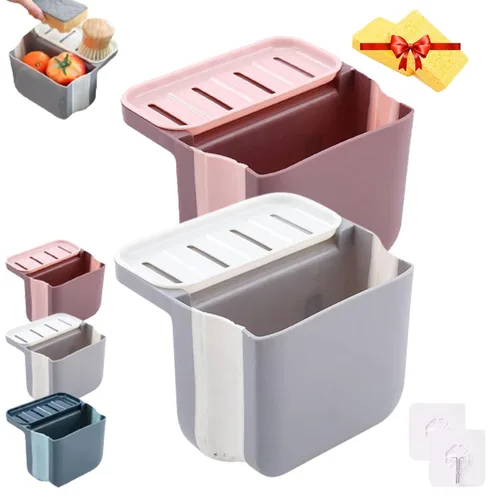 Vista 12 de Alkyne Cubo de basura de separación seca y húmeda para fregadero, papelera debajo del fregadero, papelera de cocina, cesta de drenaje telescópica