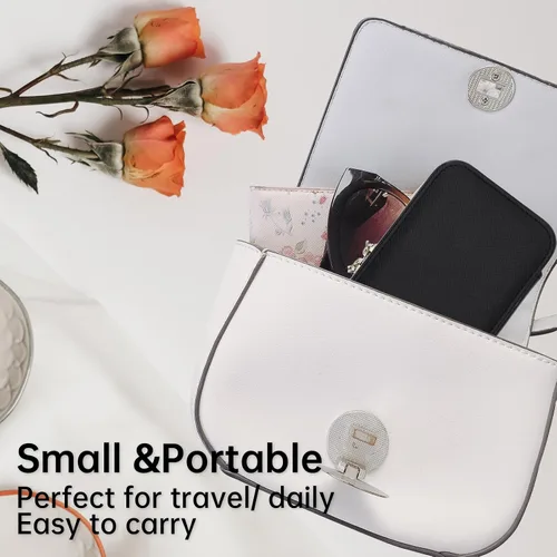 Vista 4 de Joyero de viaje, organizador de joyas pequeño de piel sintética para mujeres y niñas, mini estuche de viaje portátil de doble capa, cajas