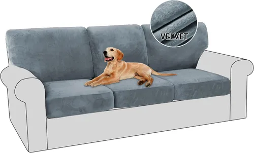 Vista 25 de PrinceDeco Fundas para sillas de terciopelo de varias piezas, fundas de cojín para sofá, fundas de cojín lavables, fundas de cojín de asiento