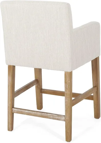 Vista 6 de Harper & Bright Designs Taburetes de bar beige, taburetes de bar de 26 pulgadas de altura de mostrador con respaldo para isla de cocina, sillas