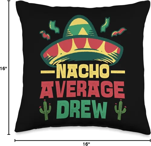 Vista 4 de Not Your Ordinary Name. Nacho Average Drew - Almohada (16 x 16 pulgadas), multicolor