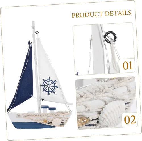 Vista 8 de ARTIBETTER Decoración Vela Adornment Escritorio Velero Ornamento Estilo Náutico Velero Modelo Mediterráneo Náutico Barco Modelo LED Madera Oficina