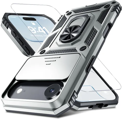Vista 173 de Janmitta Funda para iPhone 8 Plus/7 Plus/6 Plus, Cubierta de Teléfono con Cubierta Deslizante Integrada para Lente de Cámara + Protector