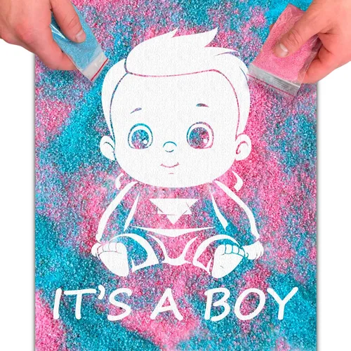 Vista 12 de FETTIPOP Lienzo de arte mágico, exponiendo arte de arena (revelación de género - It's a Girl - Glitter) - Anuncio sorpresa de embarazo de baby