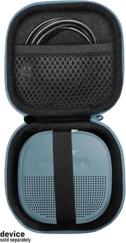 Vista 2 de Funda protectora con características para altavoz Bluetooth Bose SoundLink Micro de WGear, diseño funcional con bolsillo de malla para cable y otros
