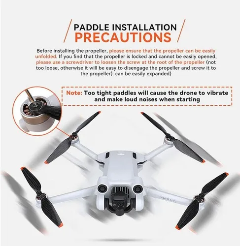 Vista 6 de Coyktonty - Hélice de fibra de carbono para DJI Mini 3 Pro/Mini 4 Pro, pequeños accesorios de hélice de bajo ruido (8 unidades)