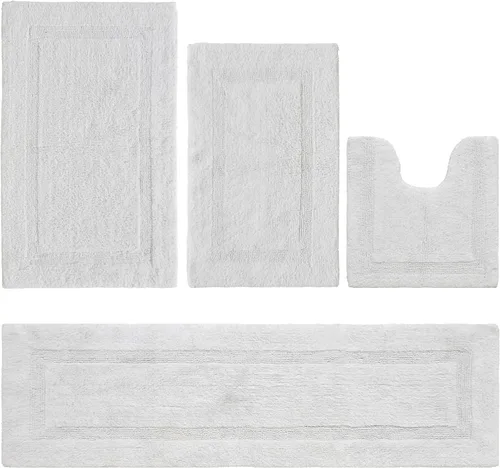 Vista 31 de Better Trends Juego de 4 alfombras de baño de lujo, 100% algodón, suaves, absorbentes de agua, reversibles, lavables a máquina, para decoración