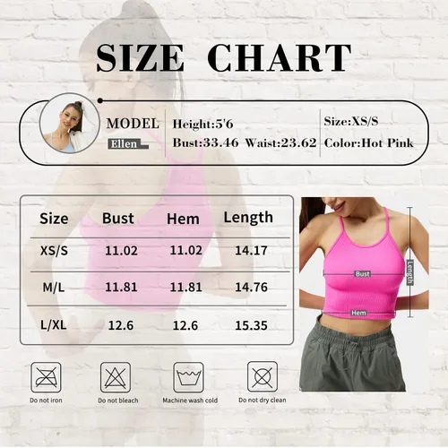 Vista 7 de Attifall Camiseta corta acanalada sin mangas para mujer, sin costuras, espalda cruzada, tirantes delgados, para entrenamiento, deportes, conjuntos