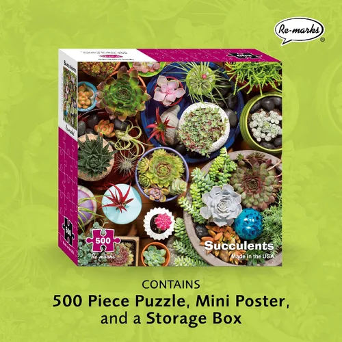 Vista 2 de Re-marks Succulents - Rompecabezas de 500 piezas con piezas grandes para todas las edades
