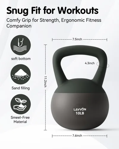 Vista 5 de Soft Kettlebell - Cushioned Impact-Resistant Base and Anti-Slip, Kettle bell Anti-Slip Grip Weight for Home Workouts, Safe Strength Training