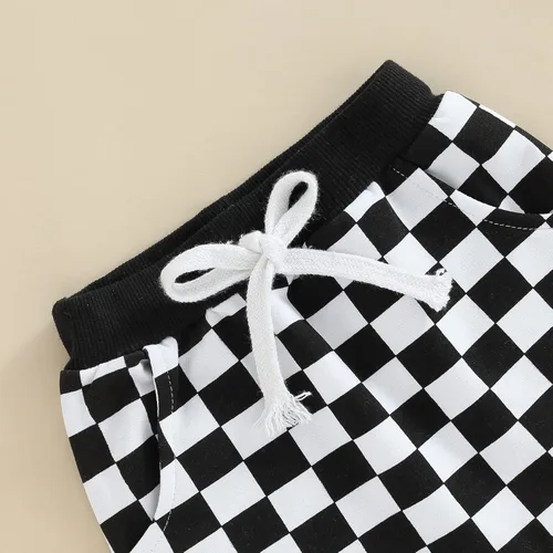 Vista 4 de Pantalones largos de cuadros con cintura elástica para bebés, niños y niñas, para primavera, verano, otoño e invierno