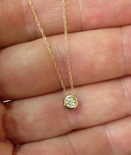 Vista 2 de P3 POMPEII3 14k White, Yellow, or Rose Gold 14 Ct T.W. Diamond Round-Cut Bezel Solitaire Pendant Women's Necklace With 18" 14k Gold Chain